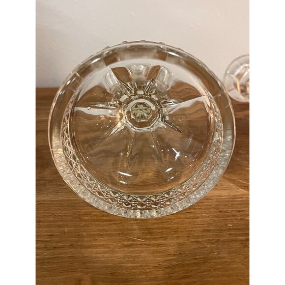 Vintage Pressed Glass Candlestick Holders Pair 7 Inch Taper Candle Holders - Picture 9 of 11